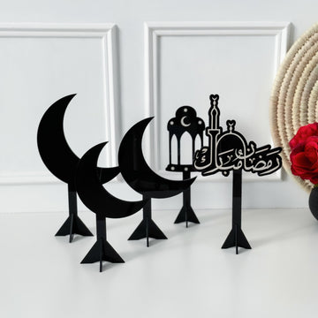 Ramadan Mubarak Phrase + 4 Ramadan Decorations - Black