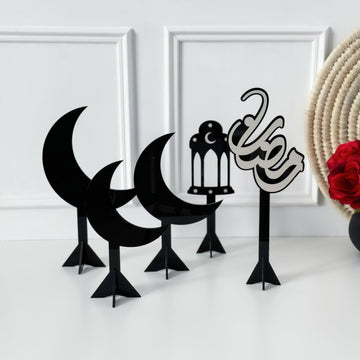 Ramadan Phrase + 4 Ramadan Decorations - Black