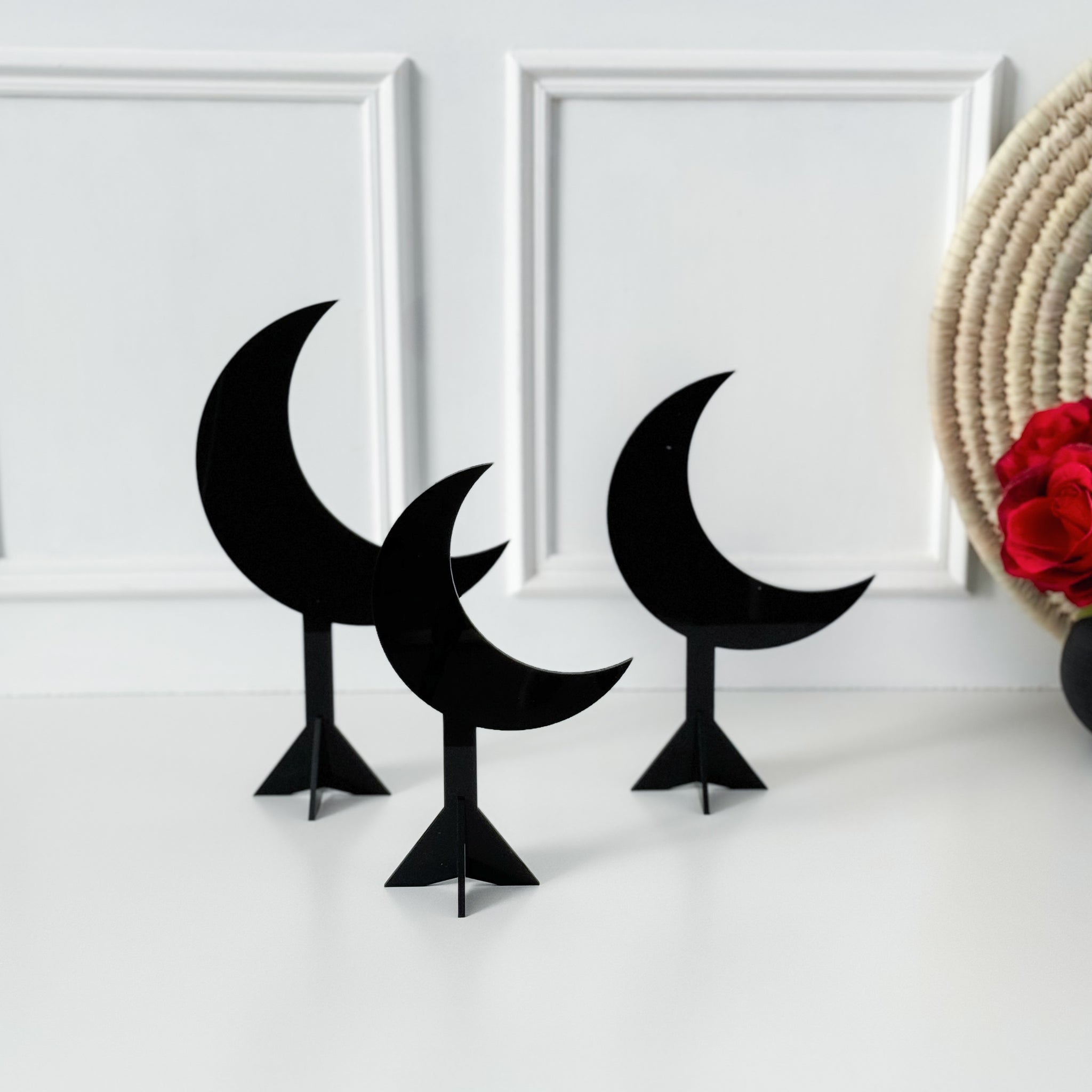 3 Crescent Decorations-Black