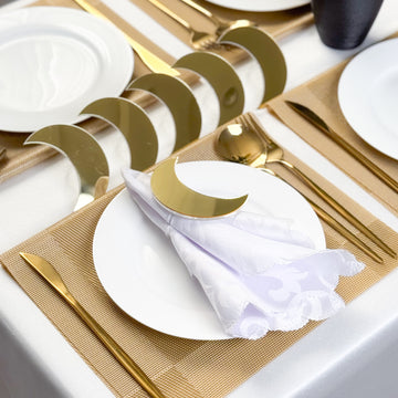 6 gold napkin and placemat holders