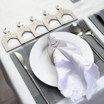 6 white napkin holders and placemats