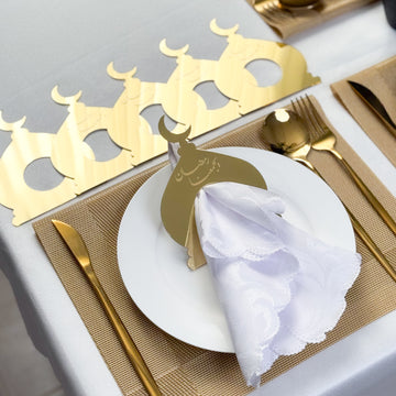 6 gold napkin and placemat holders